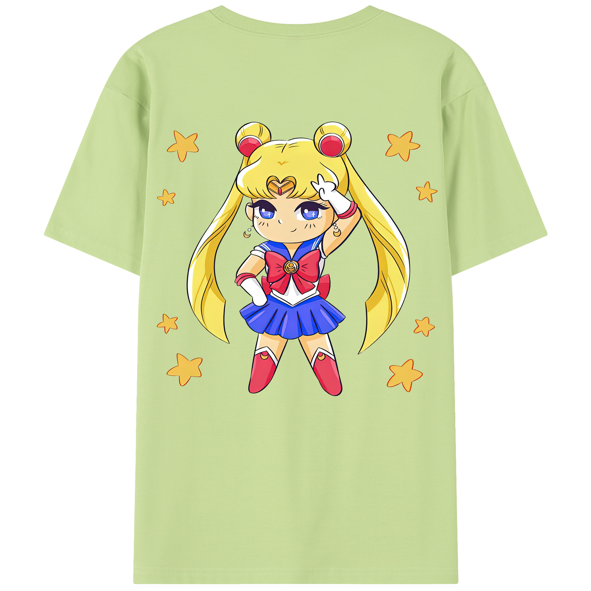 （画像用） 美少女戦士セーラームーン 月野 うさぎ つきの うさぎ Sailor Moon Tsukino Usagi 綿100％半袖Tシャツ（背面プリント）
